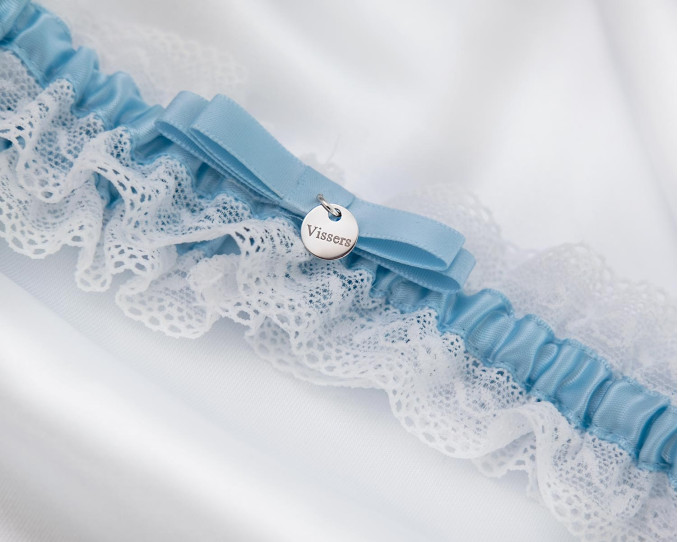 toon Harmonie Koe Blauwe Kousenband Bruid Personaliseren | Accessoire | DRKS