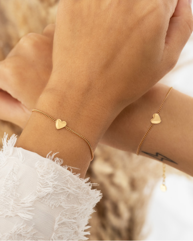 Gouden moeder & dochter armbandjes combinatie met hartjes