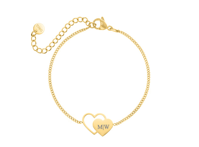 Graveerbare armband duo love goudkleurig