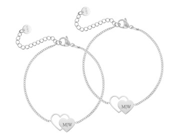 Graveerbare moeder & dochter armband duo love