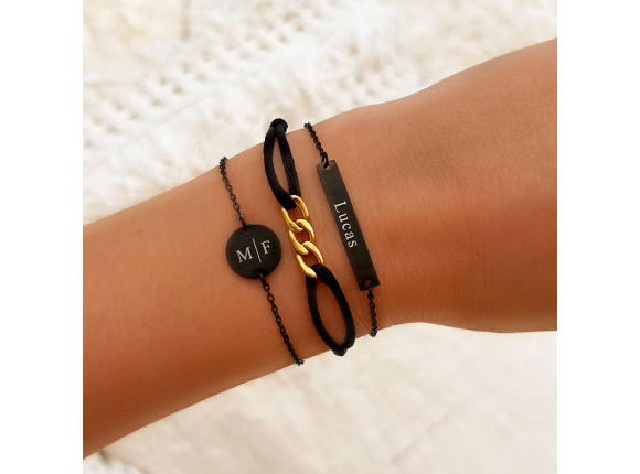 Naam armband zwart