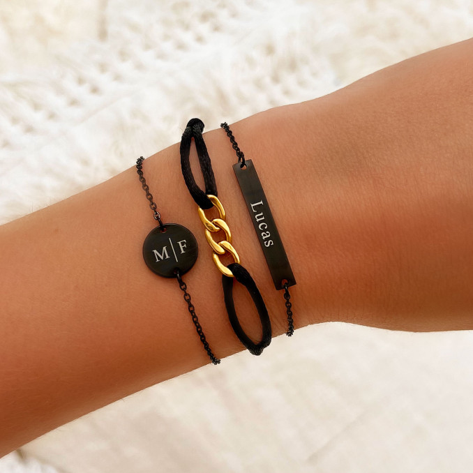 Graveerbare Armband Rond kleur zwart