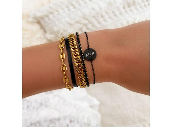 Graveerbare Armband Rond kleur zwart