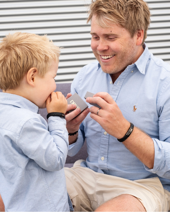 Graveerbare Vader & Zoon armband zwart