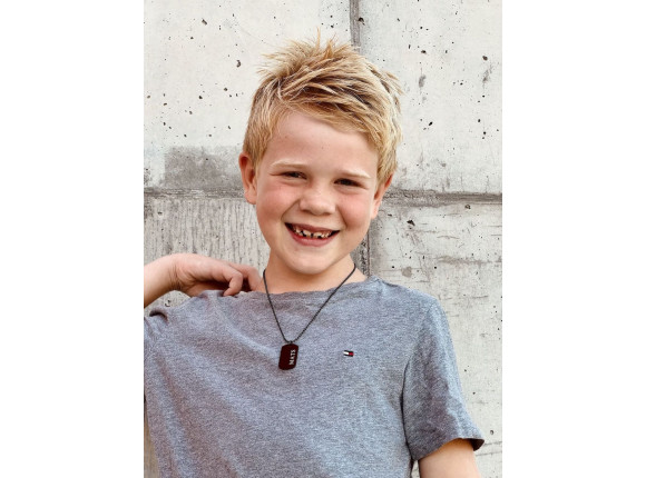 Graveerbare dog tag ketting kids zwart