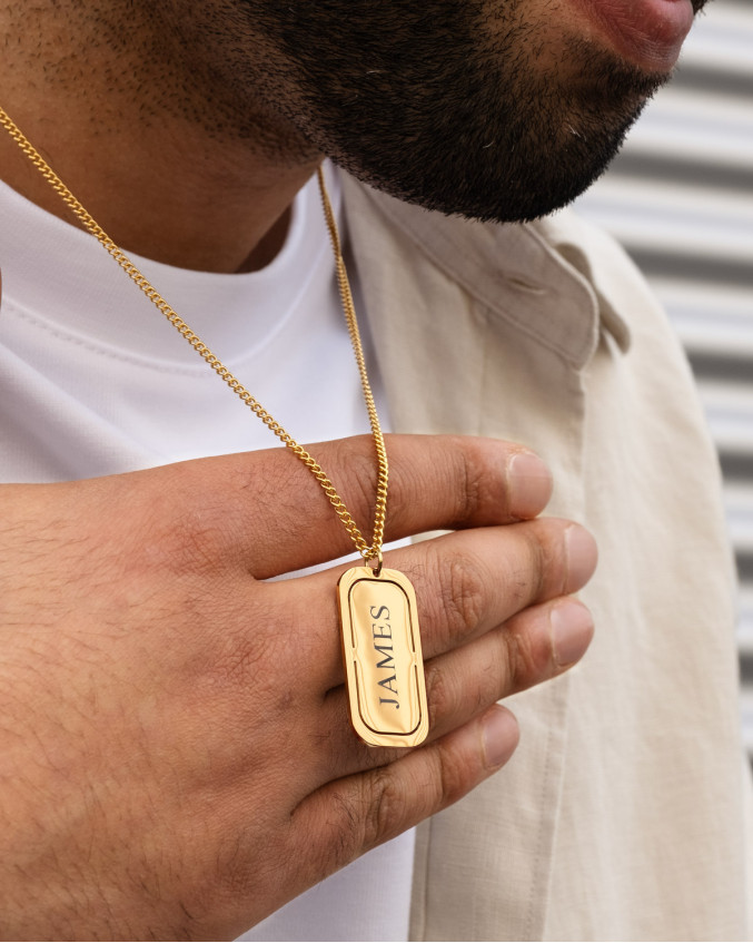 Gouden tag ketting voor mannen