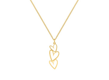 Ketting triple heart goudkleurig