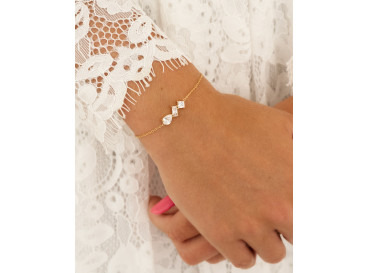 Armband met steentjes triple goudkleurig