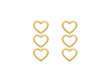 Triple open heart earrings goldplated