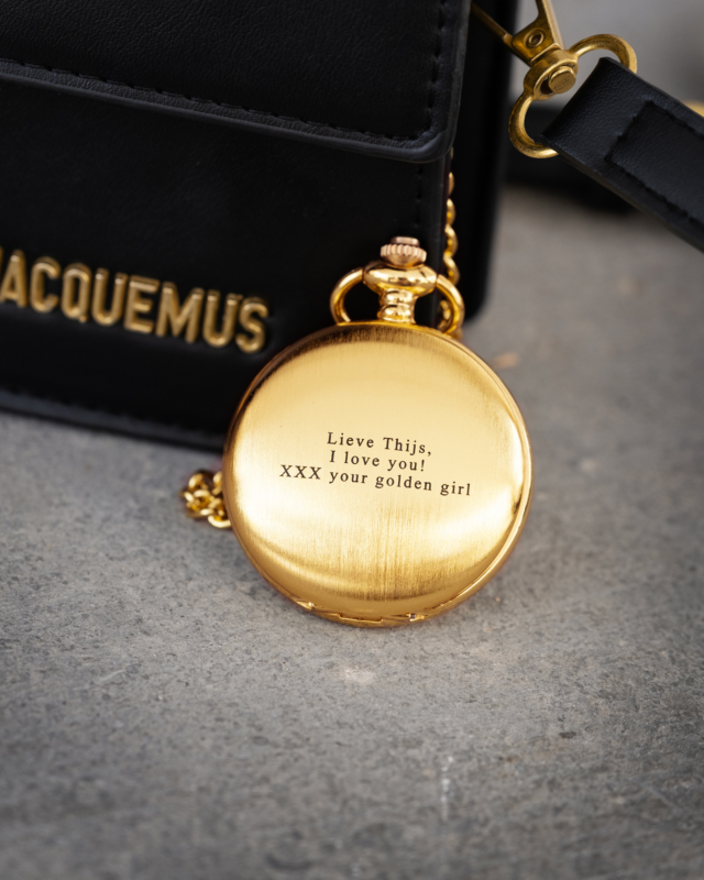 Gouden pocket watch met gravering