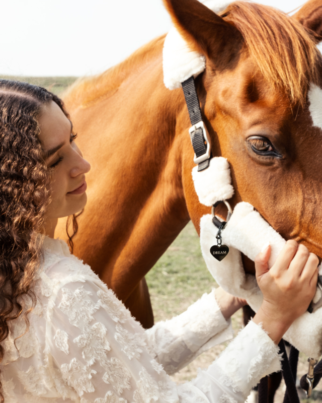 Zwarte paardenpenning met gravering