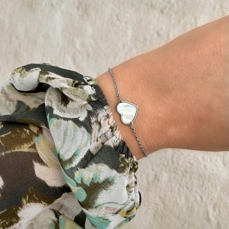 Zilveren sea shell armband met hartje