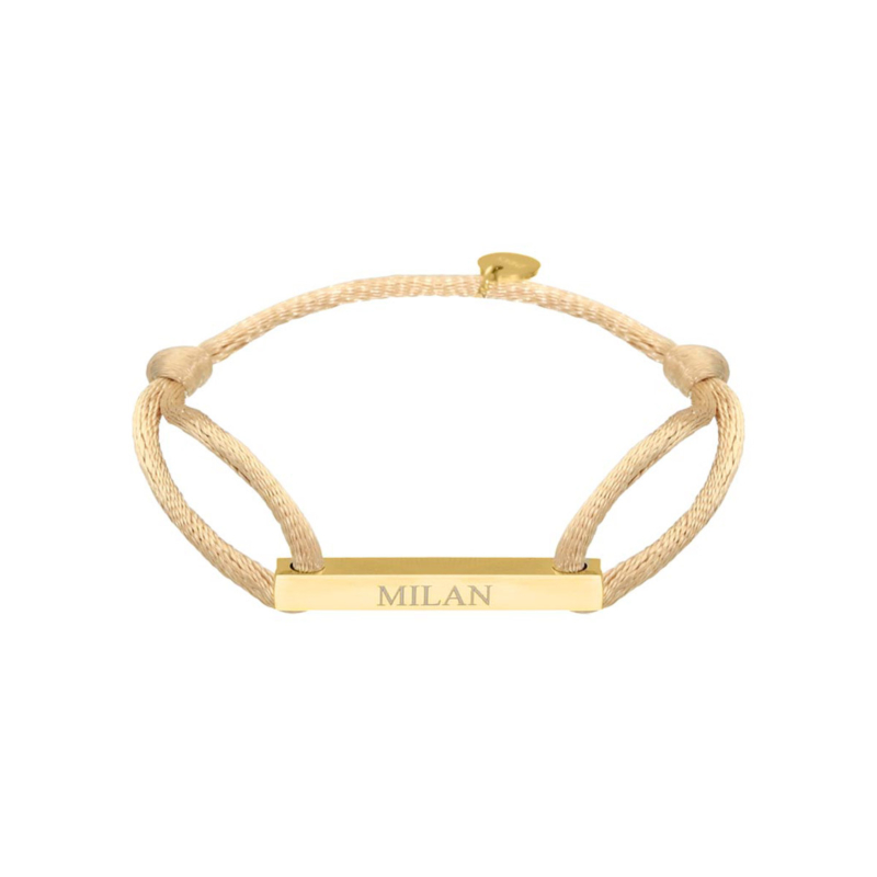 Satin bar initial armband nude goldplated