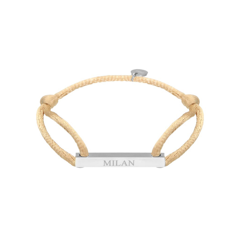 Satin bar initial armband nude