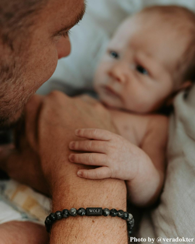 Kralen armband heren met naam zwart