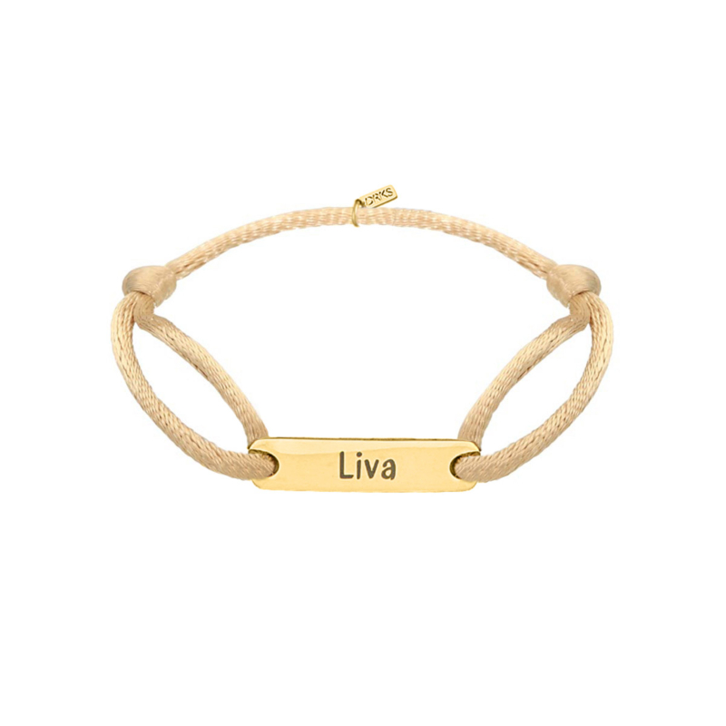 Satin initial armband kids nude goldplated 