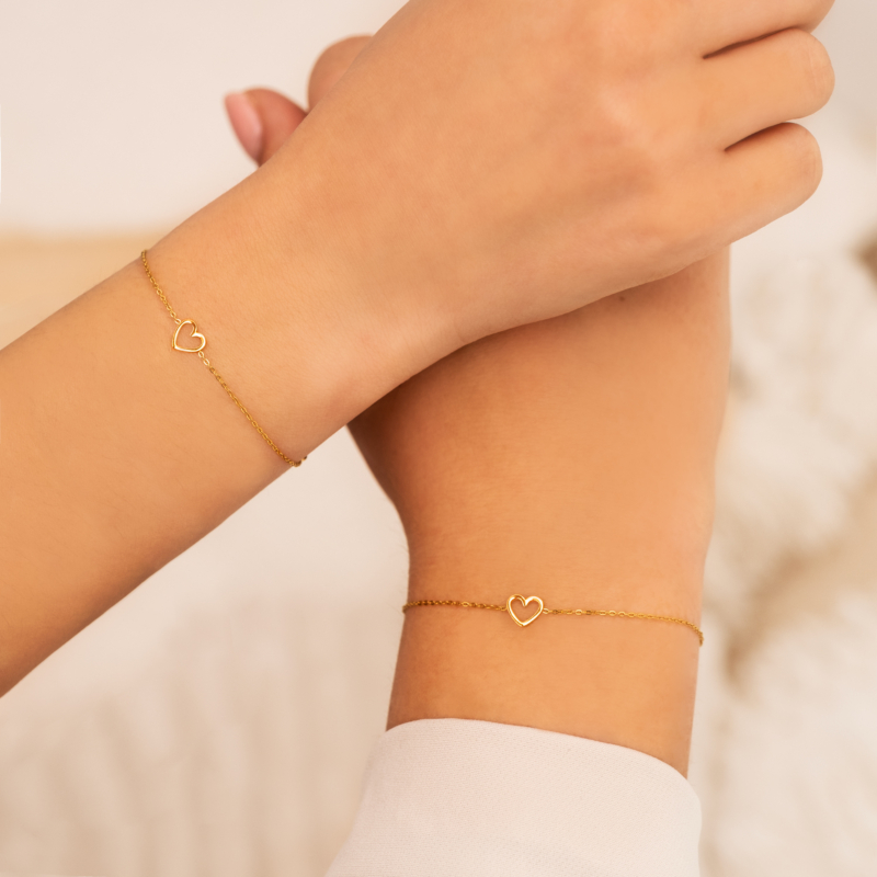 Moeder & dochter armband met hartjes