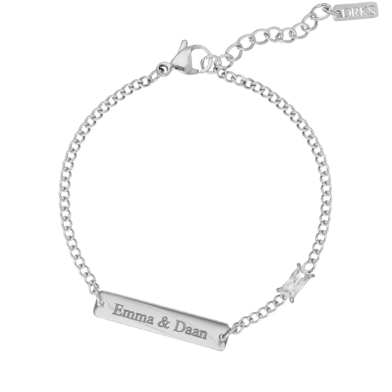 Graveerbare bar armband met steentje 