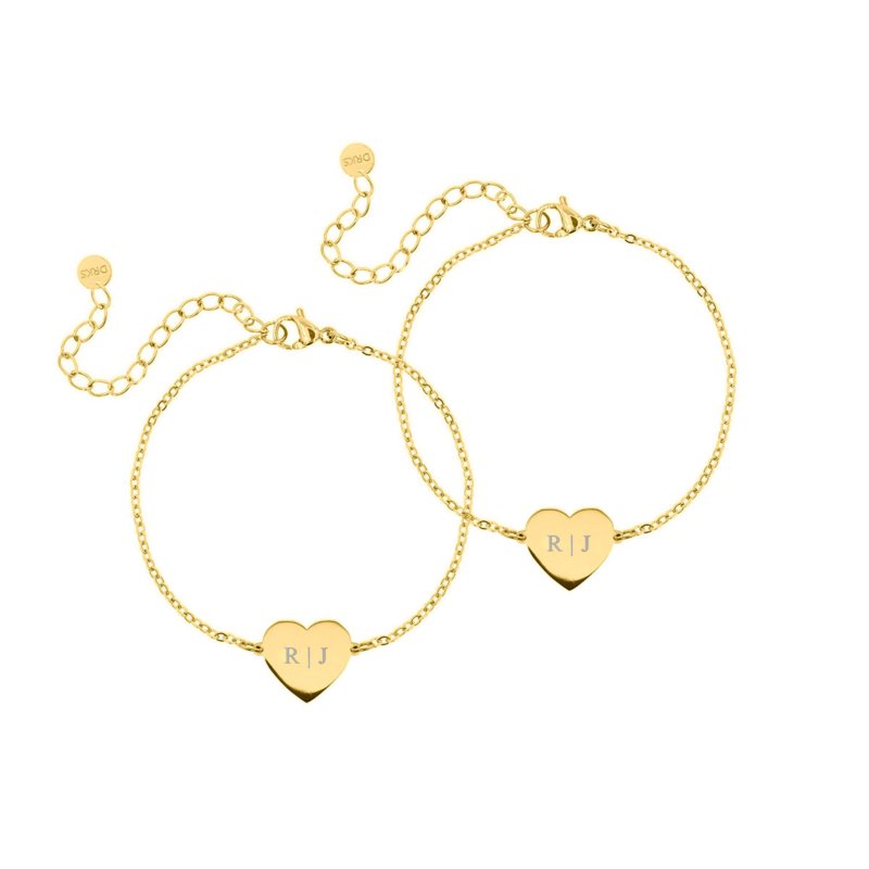 Graveerbare Moeder & dochter armband love kleur goud