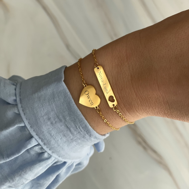 Gouden persoonlijke armbanden met gravering