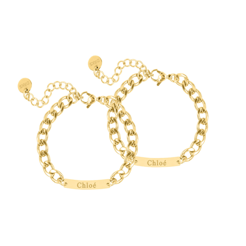 Ouder & kind armband graveerbaar kleur goud