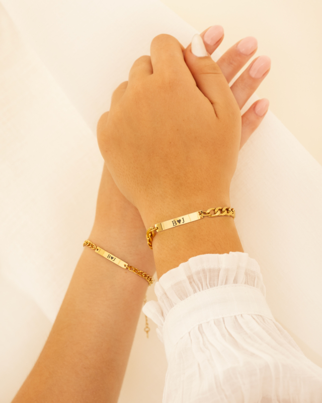 Ouder & kind armband graveerbaar kleur goud