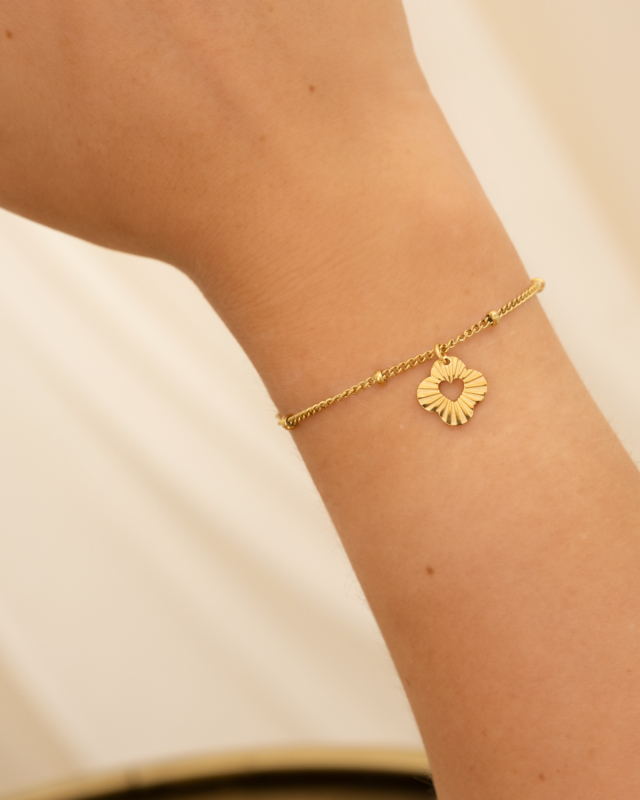 Kids bracelet clover heart goldplated