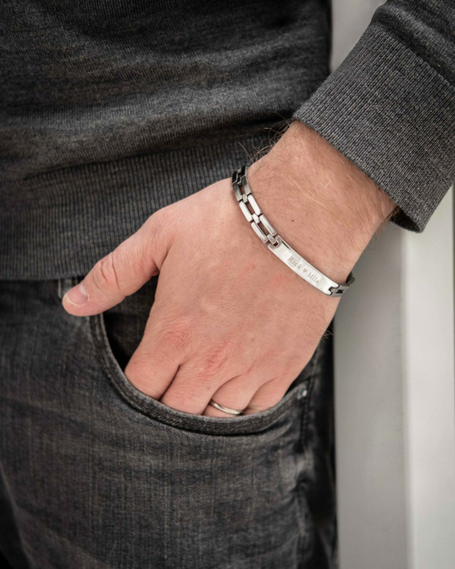 Gepersonaliseerde schakelarmband voor mannen