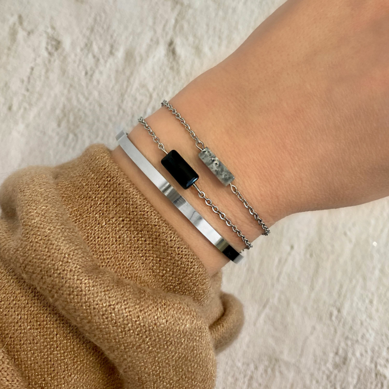 Zilveren armparty met bangle van drks