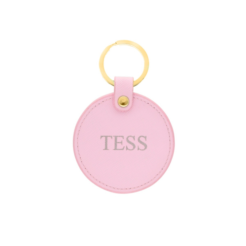 Leren sleutelhanger gepersonaliseerd roze