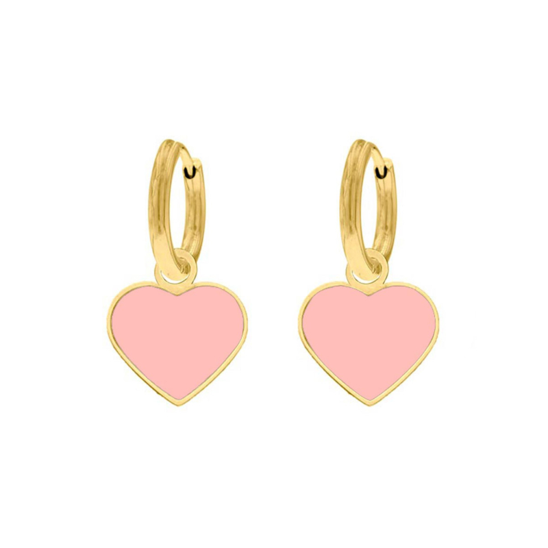 Pink heart kinder oorbellen goldplated