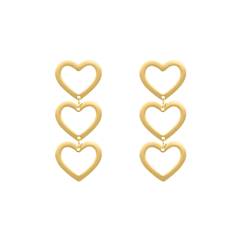 Triple open heart earrings goldplated