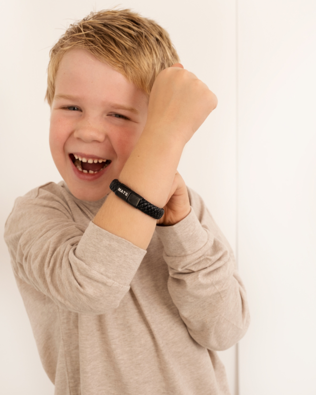 Graveerbare Vader & Zoon armband zwart