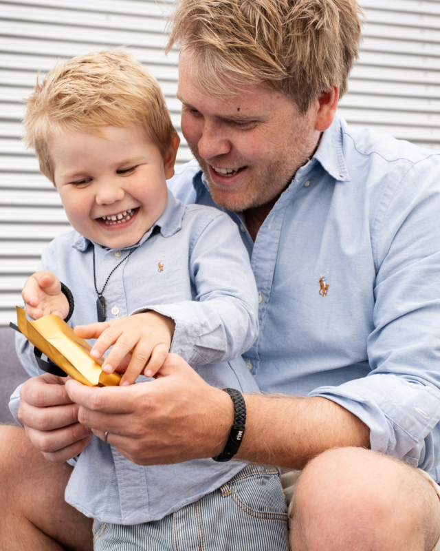 Graveerbare Vader & Zoon armband zwart