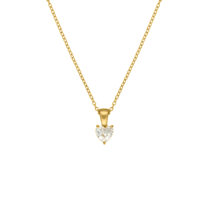 Ketting crystal heart goudkleurig