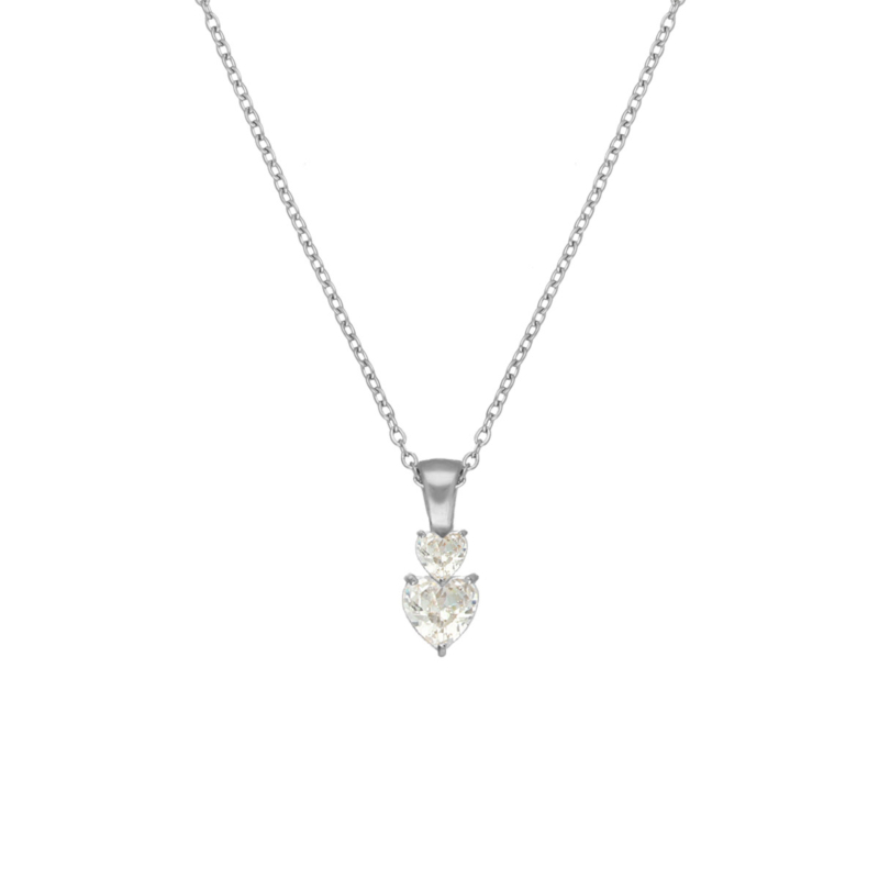 Ketting double crystal hearts