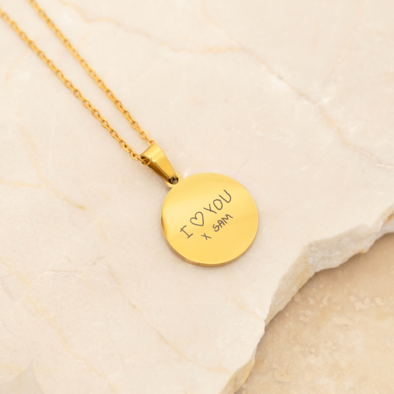 Gouden ketting met handschrift