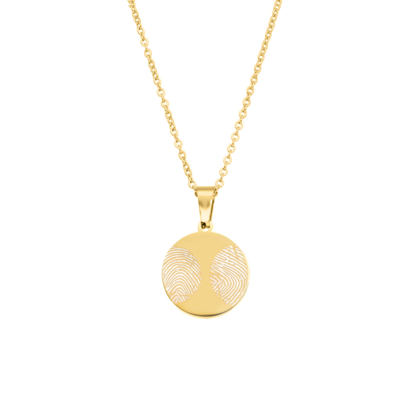 Gouden ketting met twee vingerafdrukken