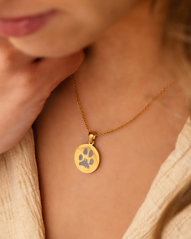 Ketting met hondenpoot goud om hals