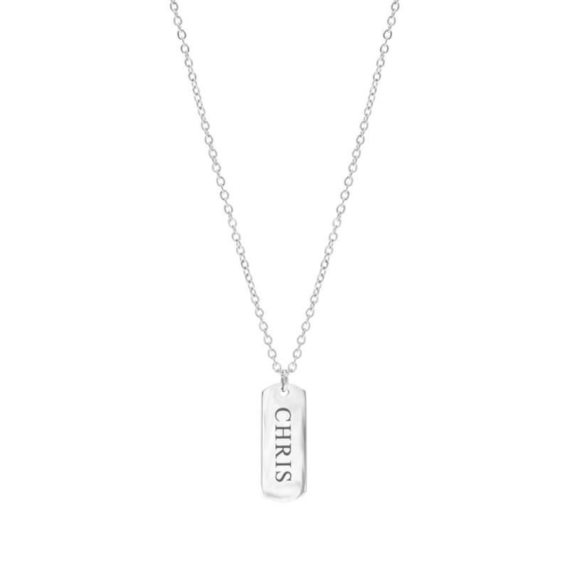 Zilveren graveerbare ketting met bar