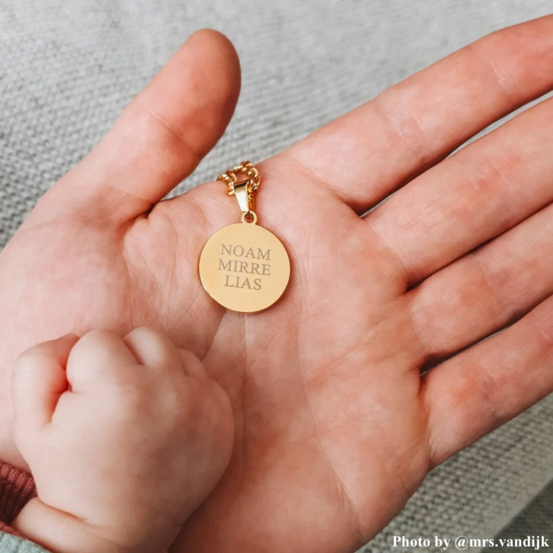 Mannen ketting graveerbare munt goud kleurig