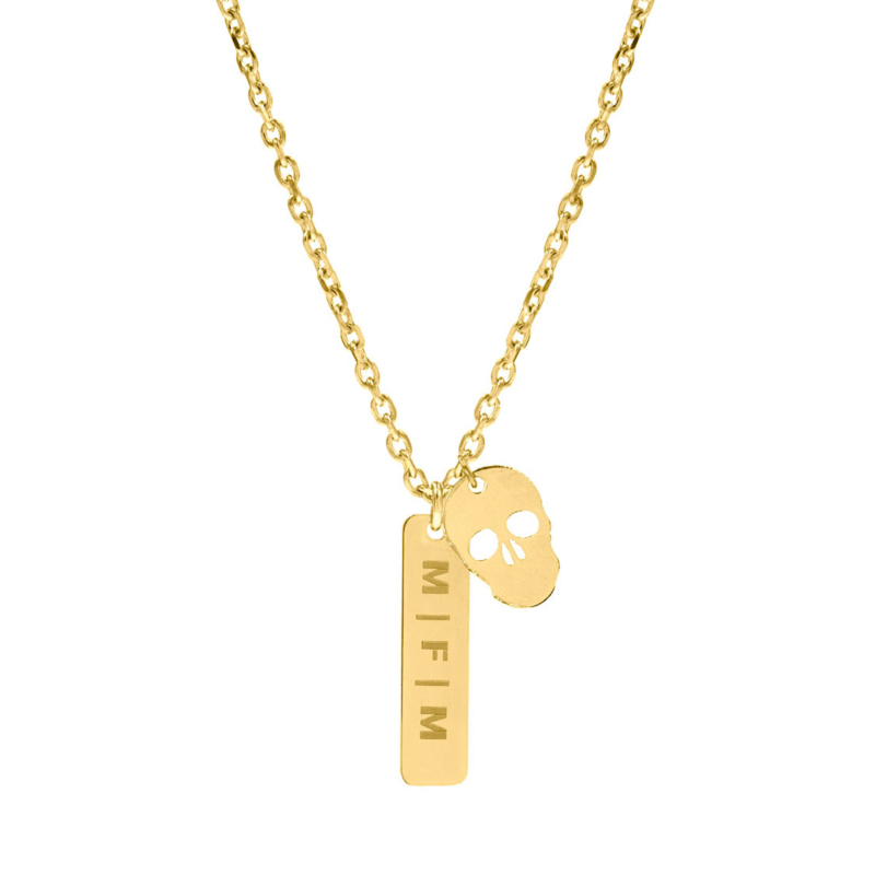 Gepersonaliseerde mannen ketting skull goud