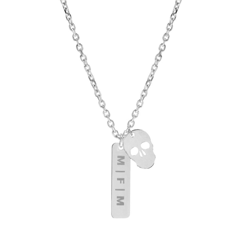 Gepersonaliseerde mannen ketting skull zilver