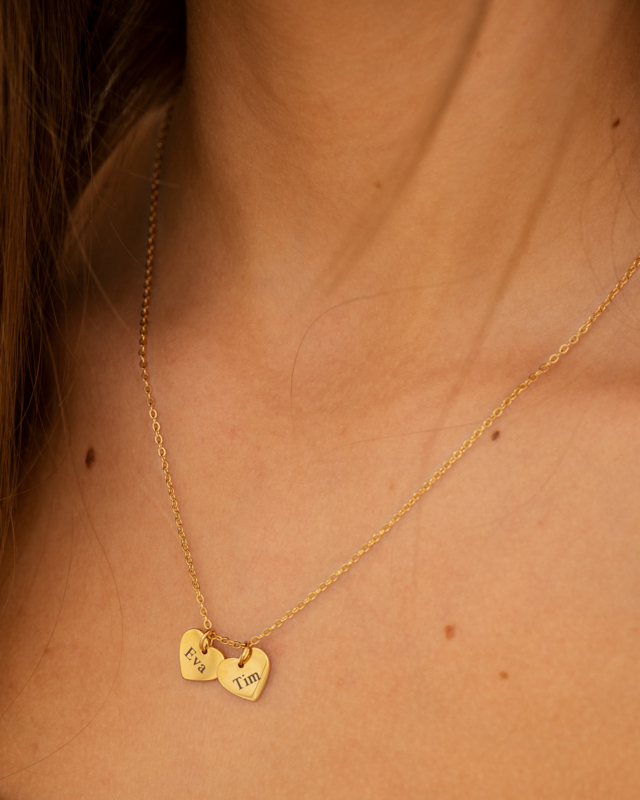 Mama hartjes ketting met namen kleur goud