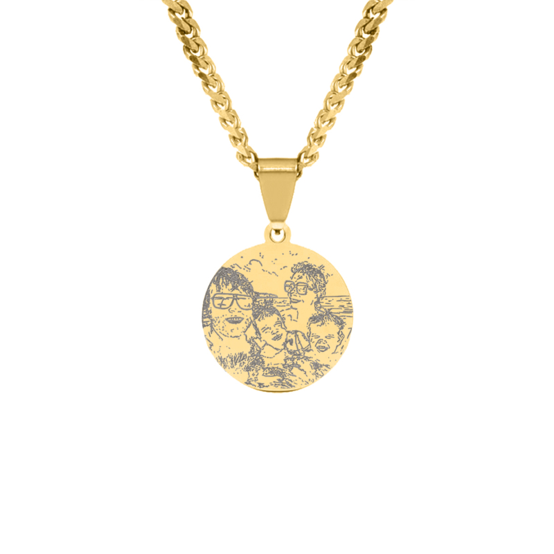 Heren ketting met foto goudkleurig