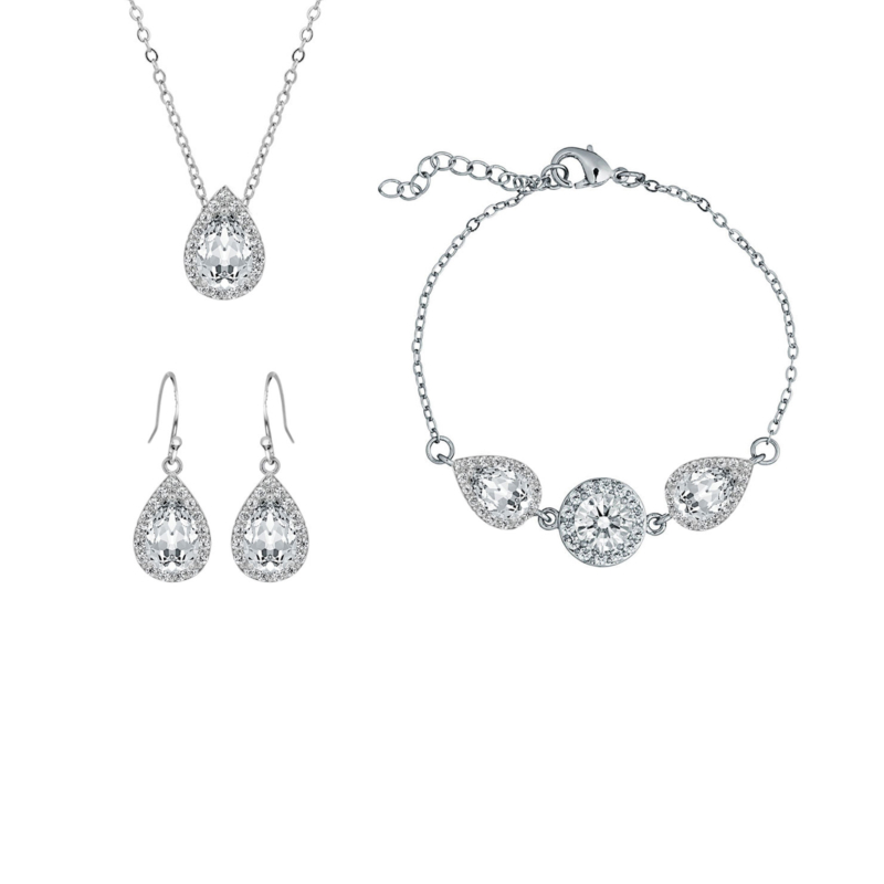 zilveren sparkle bruidsjuwelen set