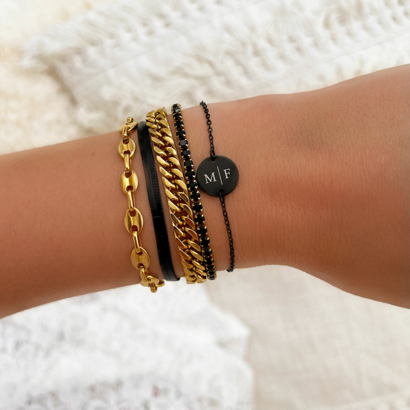 Graveerbare Armband Rond kleur zwart