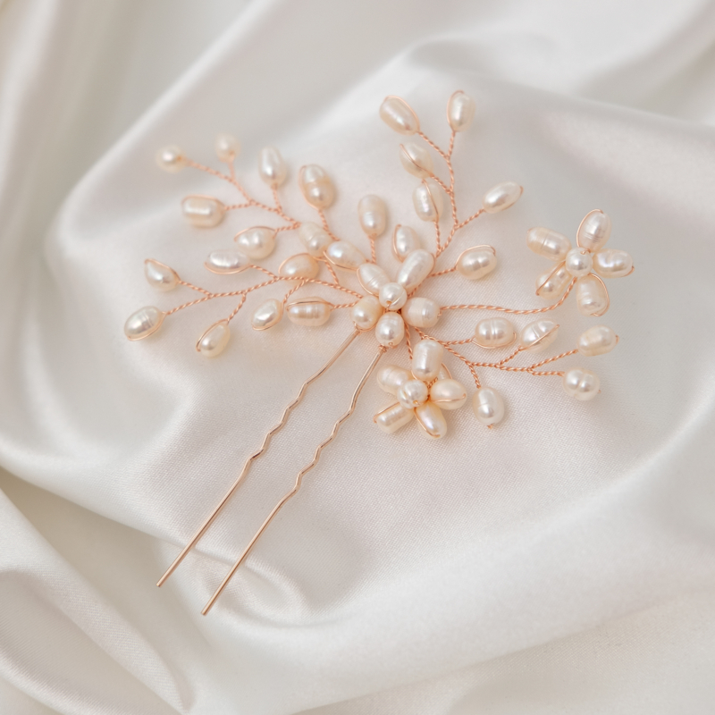 Pretty pearls haarpin rose goudkleurig