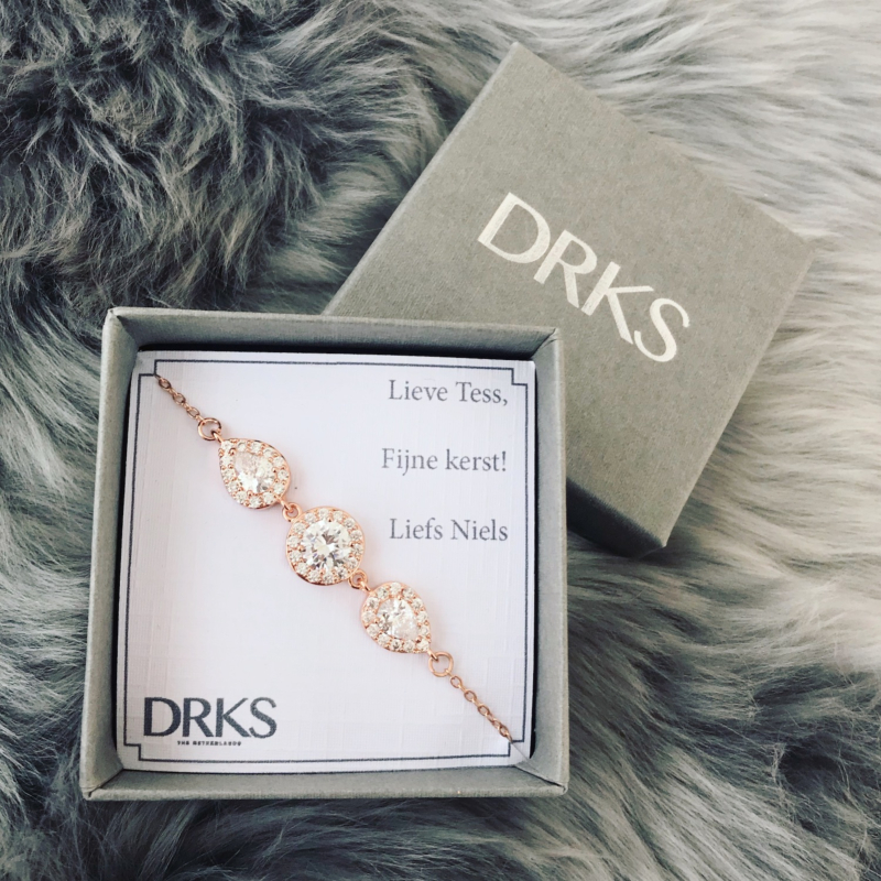 Luxe rose gouden armband in sieradendoosje met tekst