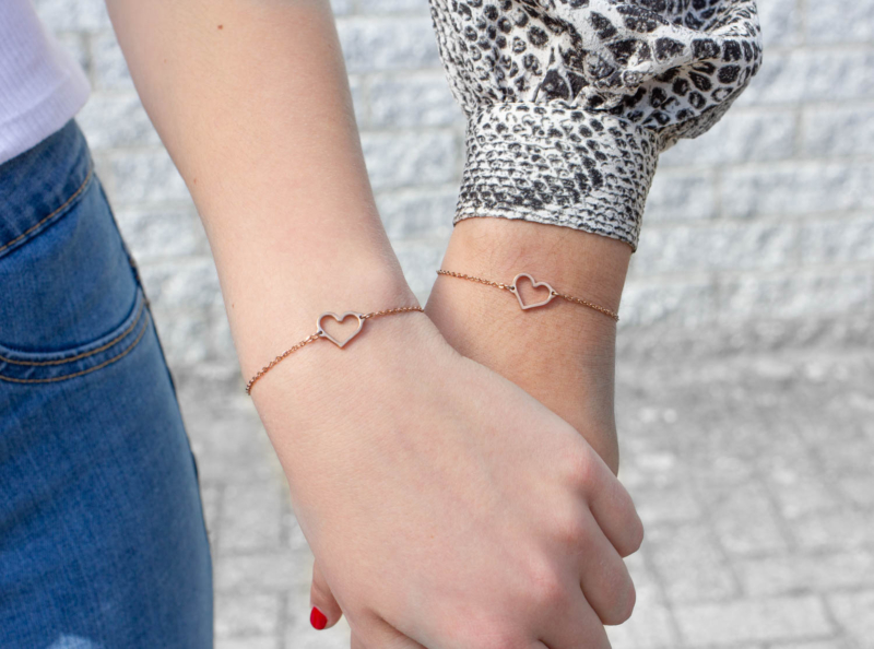 Moeder en dochter armbandjes rose